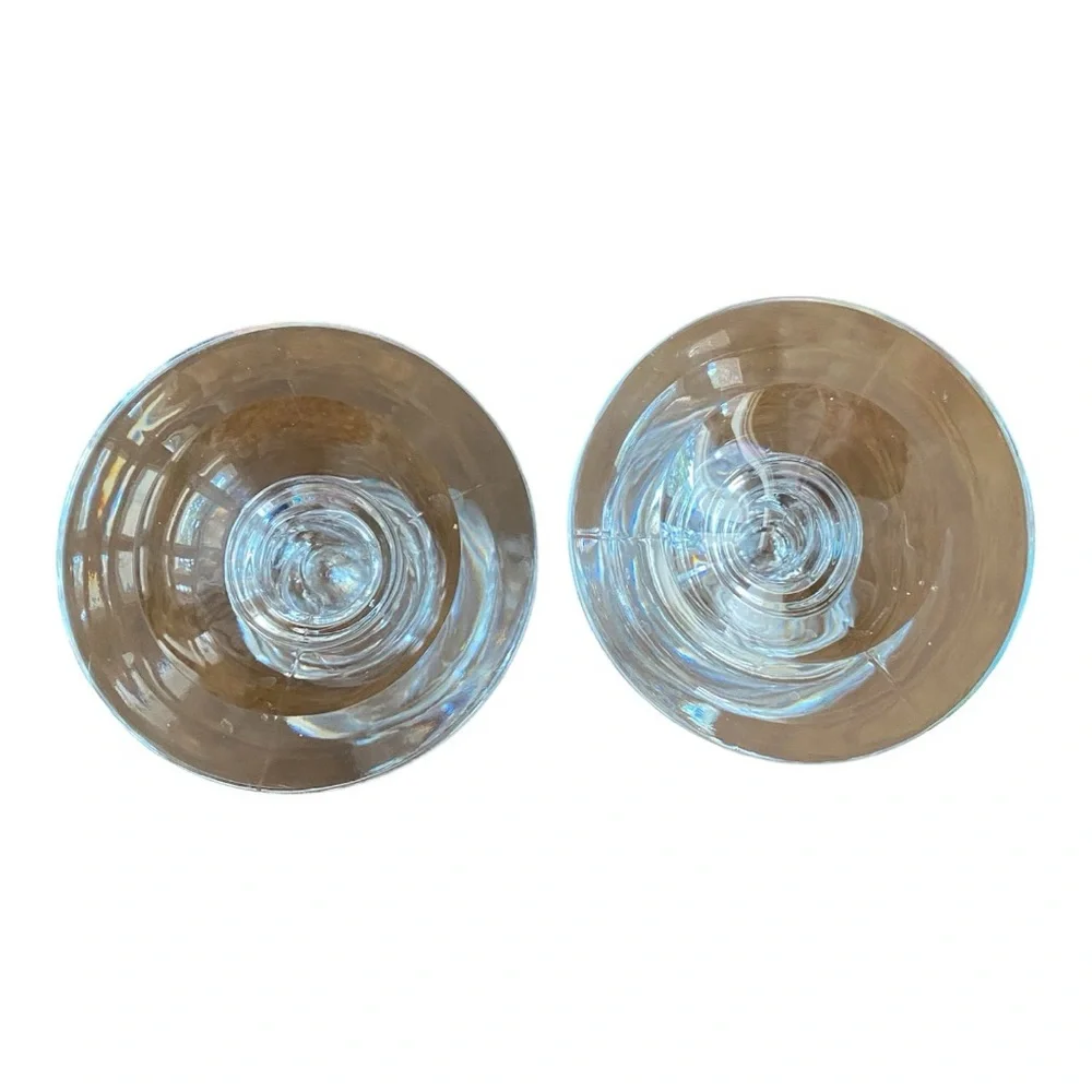 Vintage Clear Glass Bamboo Twist Candlestick Holders - Pair 6”